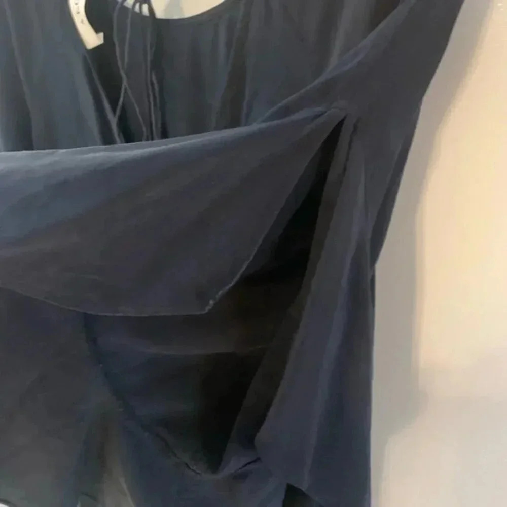 A.L.C. Cannon Draped-sleeves Silk Mini Dress In Midnight 10 - Picture 8 of 14